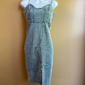 Petal & Pup Denim Light  Blue Wash Sheath Midi Dress Size 6